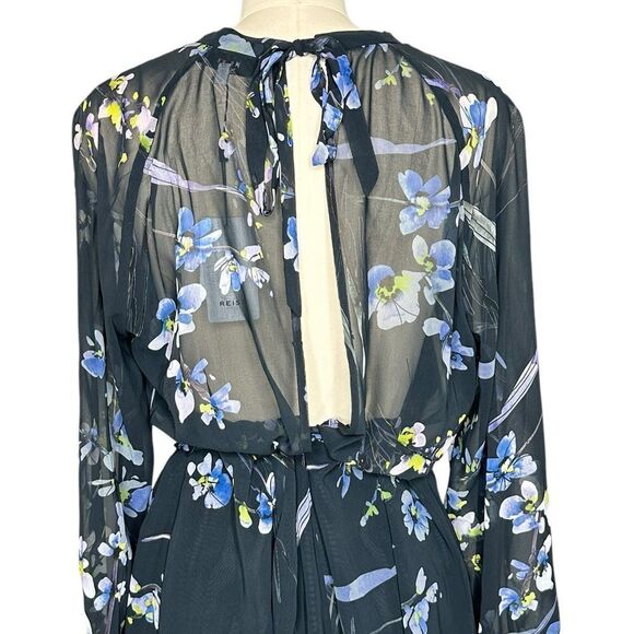 Reiss Navy Blue Nettie Floral Belted Mini Dress| Size 12 - Picture 8 of 11